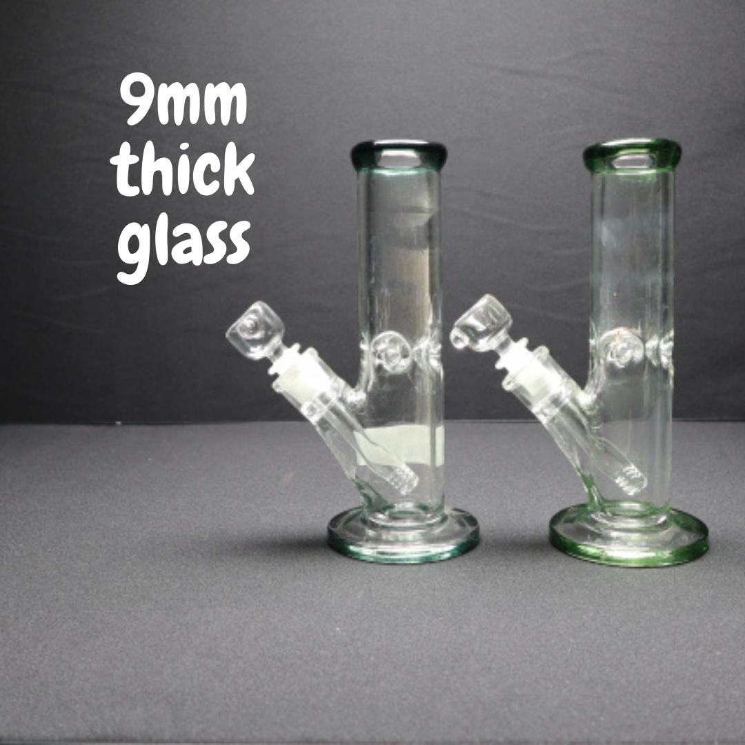 160 18RKQG 10" 9mm thick color mouth piece straight bong - RK Quality Glass