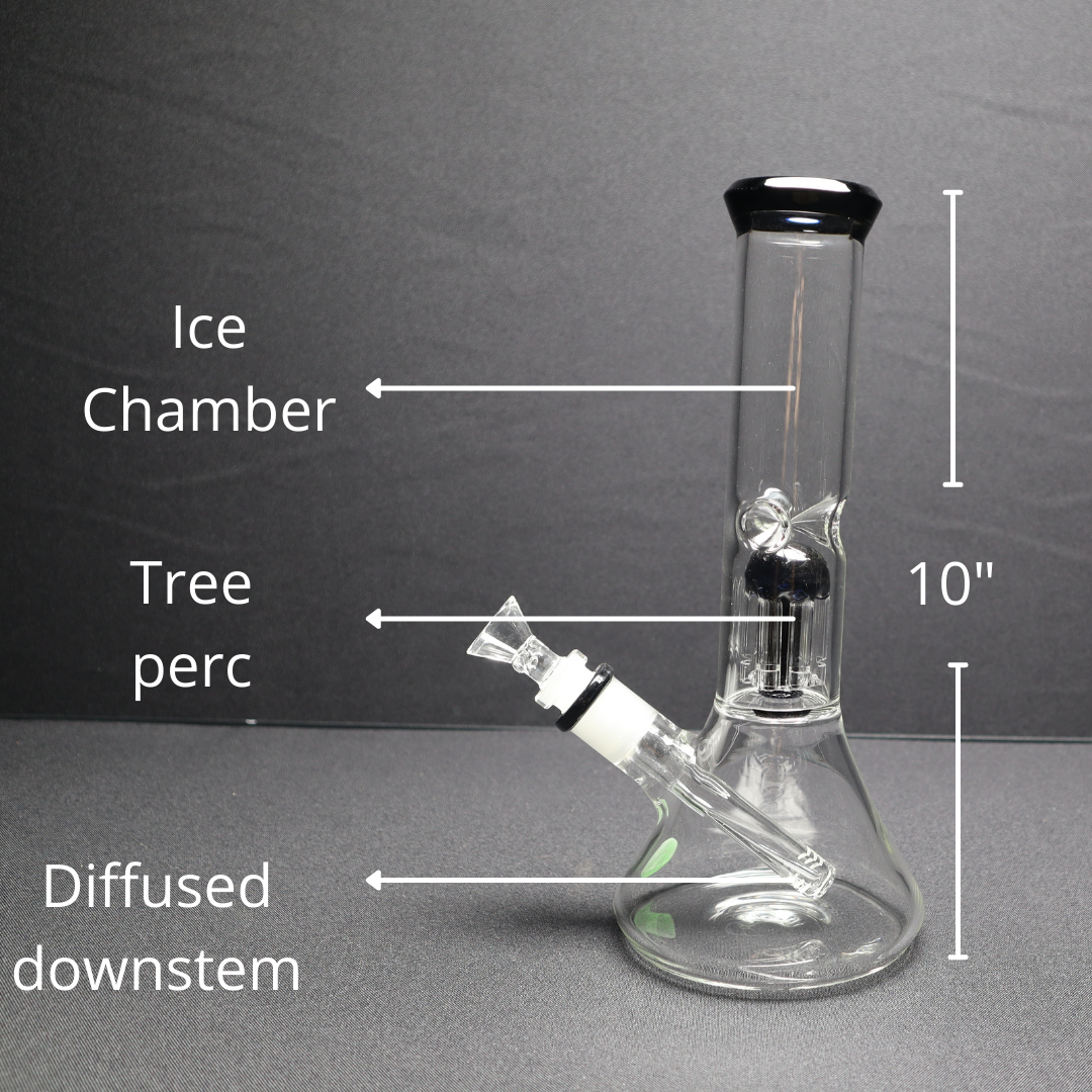 142 21RKQG 10" tree perc beaker - RK Quality Glass