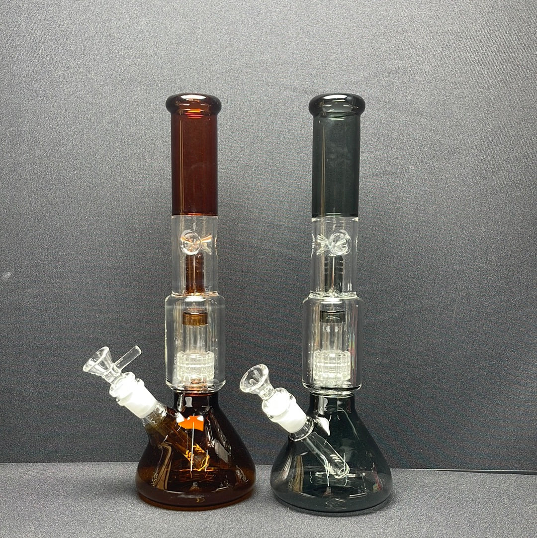 542 RKQG 24 12” double parc color beaker bong - RK Quality Glass