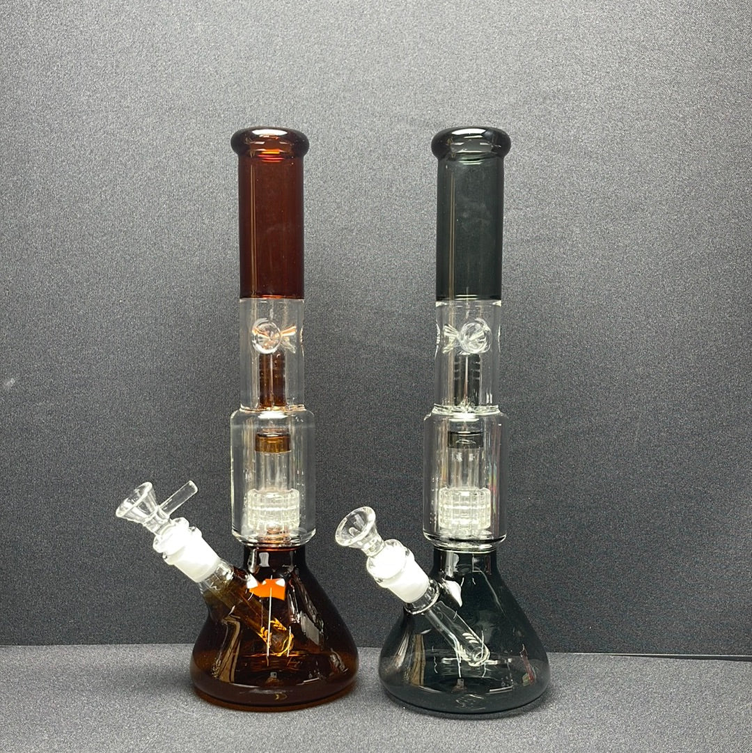 542 RKQG 24 12” double parc color beaker bong - RK Quality Glass