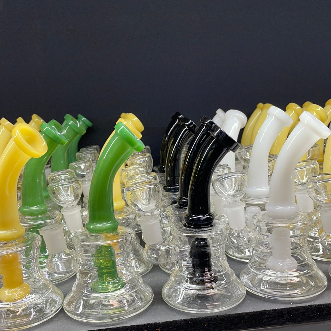 462RKQG10 6” bent color dab rig - RK Quality Glass