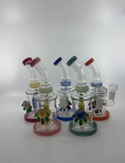 7” locket with fish inserts dab rig - RK Quality Glass 