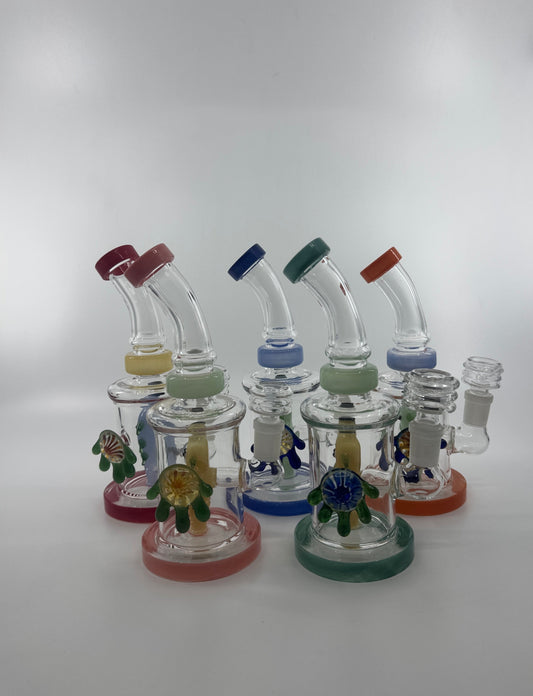 7” locket with fish inserts dab rig - RK Quality Glass 