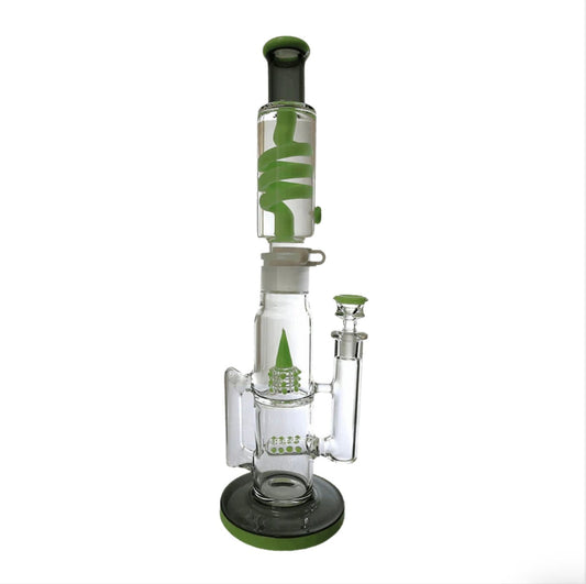 935 RKQG024 DETACHABLE FREEZE COIL SPRINKLER GRID PERC BONG 16.5" - RK Quality Glass 