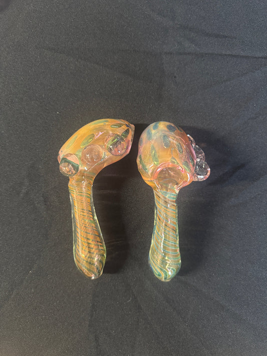 840 RKQG35 5” gold marble hammer hand pipe - RK Quality Glass 