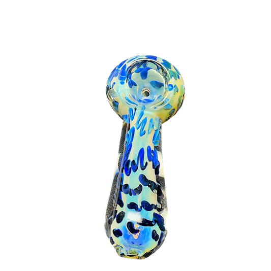 4” 125 gm Blue dot  hand pipe - RK Quality Glass 