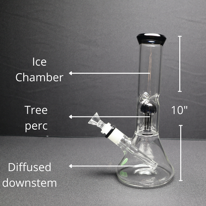 142 21RKQG 10" tree perc beaker - RK Quality Glass 