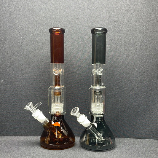 542 RKQG 24 12” double parc color beaker bong - RK Quality Glass 